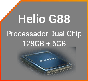 Helio G88 - Processador Dual-chip, 128GB + 6GB