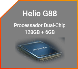 Helio G88 - Processador Dual-chip, 128GB + 6GB