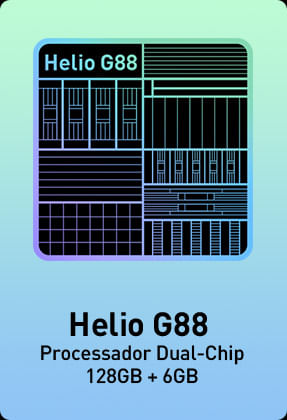 Processador Helio G88 - Dual Chip - 128GB + 6GB
